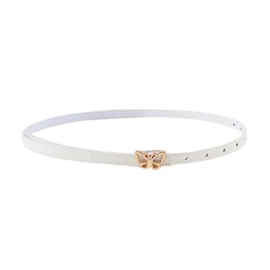 Metal Butterflies Buckle Belt Imitation Leather Women Belt Versatile Solid