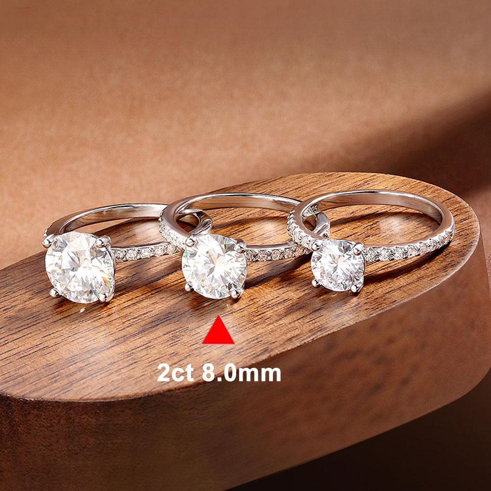 D VVS1 1-3ct Bague Moissanite Ronde Plaqué Or Blanc 18K Argent Sterling s925 avec Diamant GRA Alliances pour Femmes