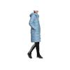 adidas Solid Color Logo Zip Outdoor Hooded Long Warm Down Jacket Women Outerwear Blue GQ7116