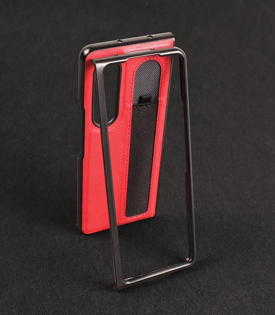 Fashion Leather Lychee Pattern Pencil Pen Slot Case For Samsung Galaxy Z Fold 3 Pc Cover Anti -Knock Luxury Cases For Fold3 F9260