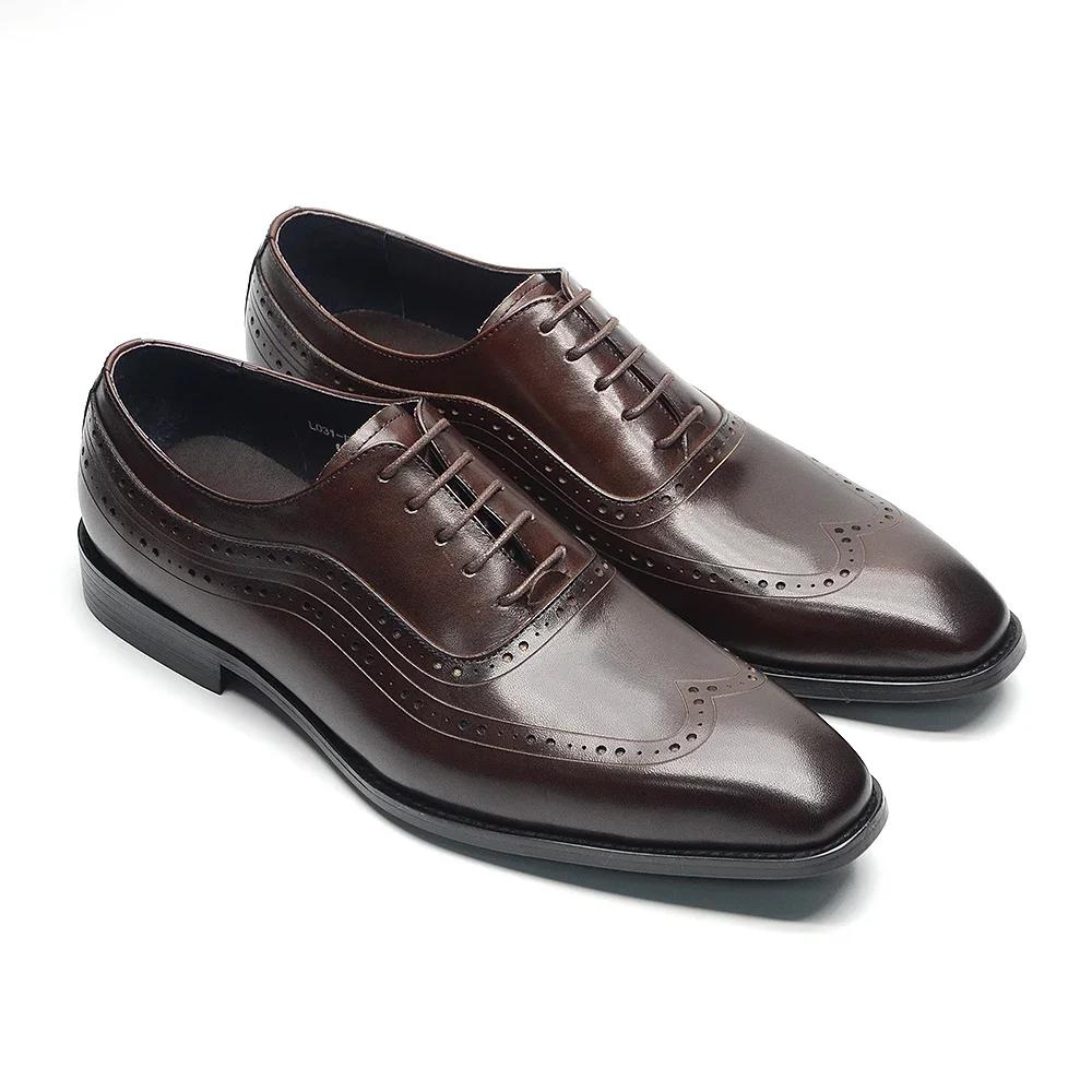 Klassische Luxus Herrenschuhe Rindsleder Echtleder Schwarz Braun Schnürschuhe Wingtip Brogue Business Büro Formelle Schuhe für Herren