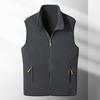 Men Winter Vest Stand Collar Solid Color Zipper Pockets Polar Fleece Cardigan Keep Warm Casual Style Winter Jacket Men Vest Coat for Fishing Hiking