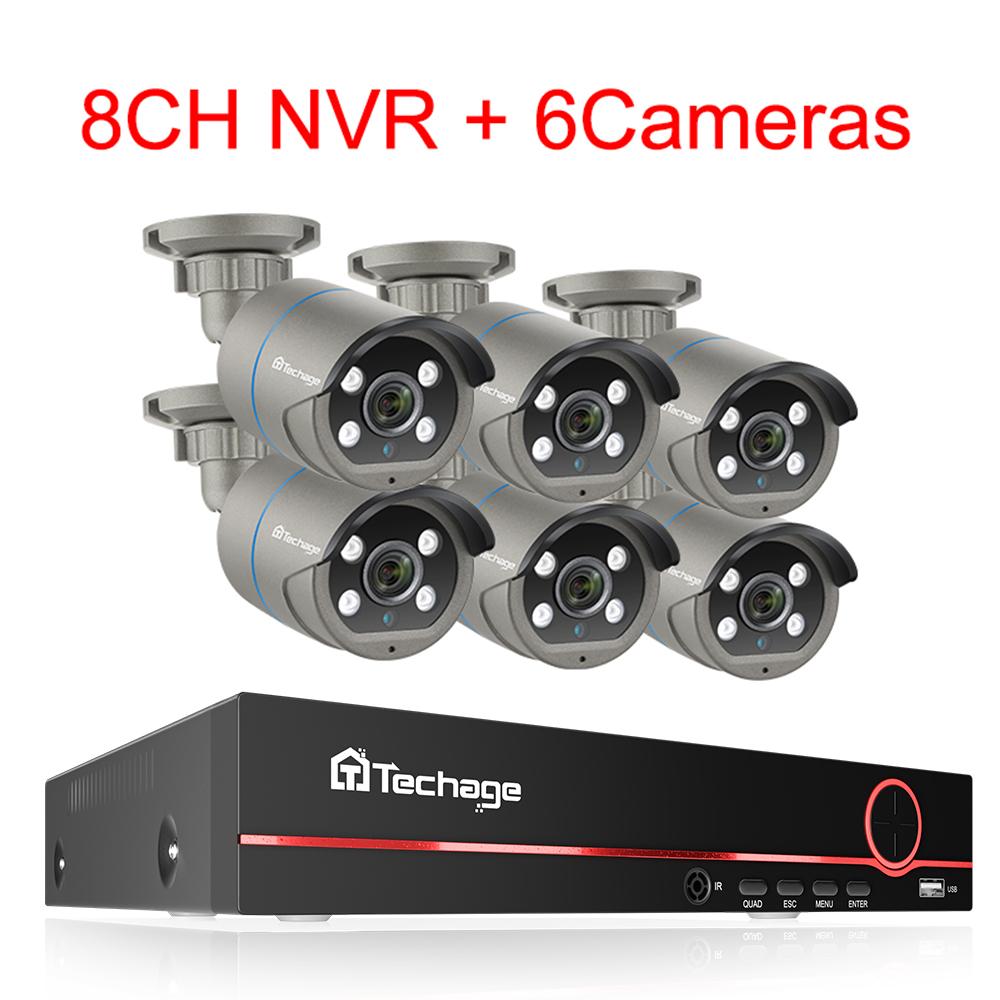 Techage H.265 Color Night Outdoor Audio Record 8CH HD 4MP POE NVR Kit CCTV Security System IP Camera P2P Video Surveillance Set