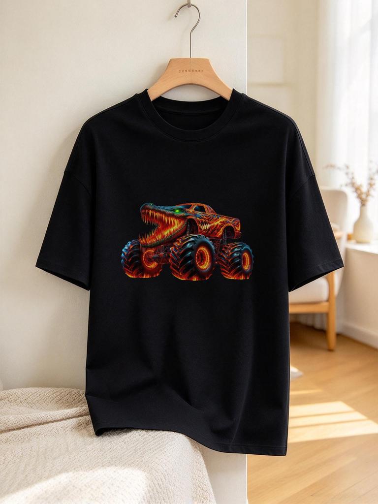 Unisex T-shirt Cool Monster Truck Printed Casual Soft Comfortable Summer Top