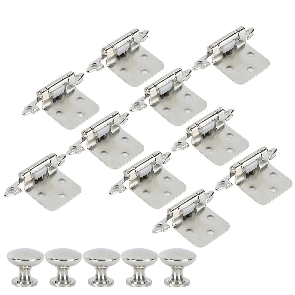 Self Closing Hinges Kit with Round Knob Handle Folding Hardware Accessory for Trailer RV Furniture