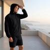 Men's Quick Dry Hooded Sun Shirt and Shorts Set Lightweight Athletic Two Piece Sportswear