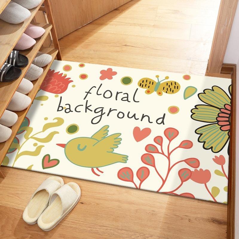 Cute Cartoon Pattern Door Mat with Animals Flowers Designs Floor Mat for Home Entrance Decor Adding Playful Charm