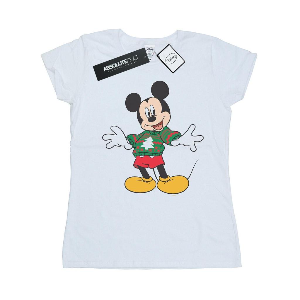 Disney Womens/Ladies Mickey Mouse Christmas Jumper Stroke Cotton T-Shirt
