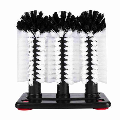 3 Brushes Bar Glass Cups Washer for Sink with Suction Cup Base