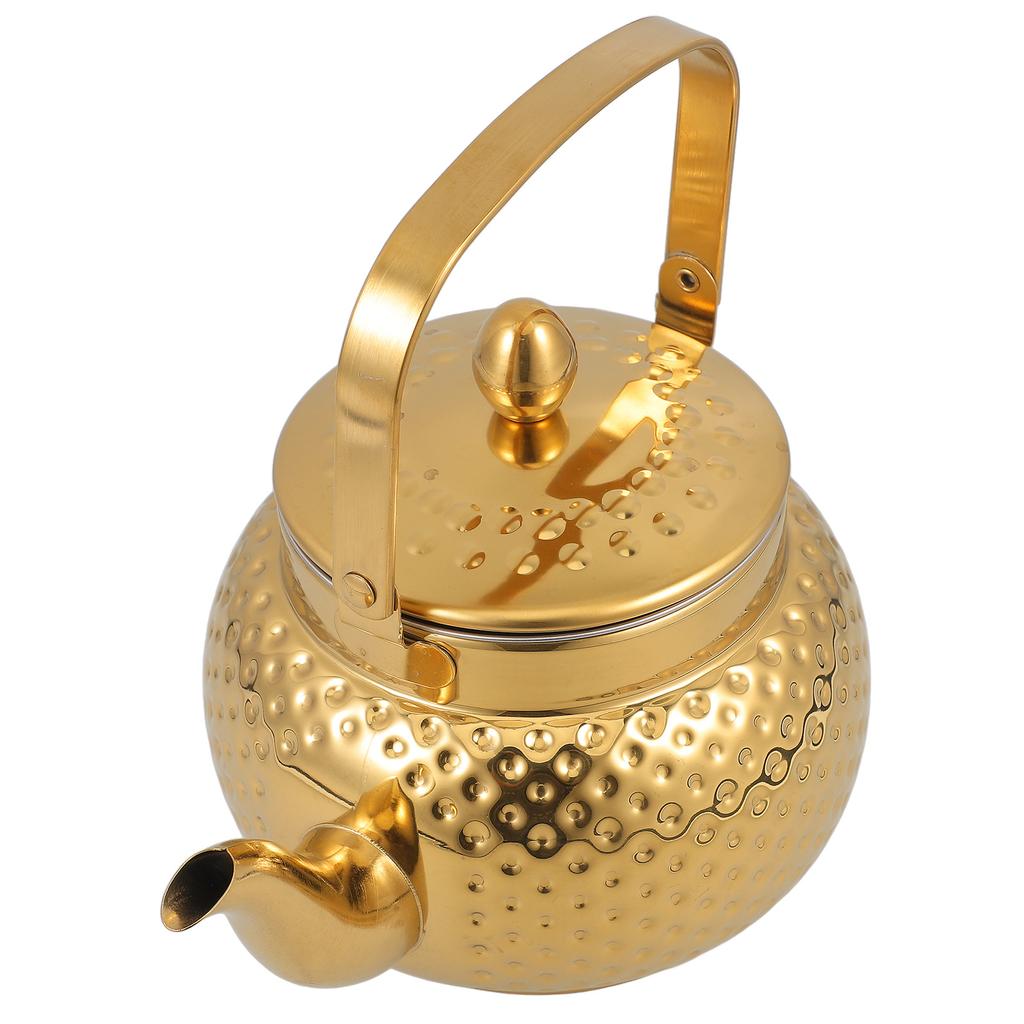 1pcs Hammered Stainless Steel Teapot With Strainer Tea Kettle For Home Hotel Restaurant Use Modern Metal Water Pot Kitchen