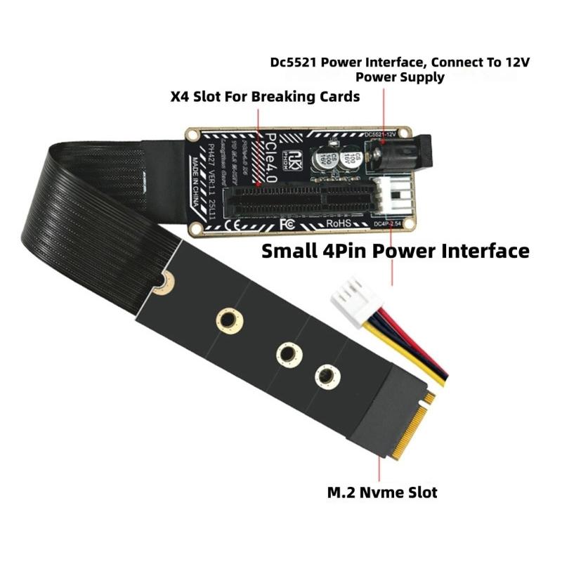 M-Key NVMe zu PCIe 4.0 Verlängerungskabel-Adapter Datenübertragungsplatine für 2230 2242 2260 2280 Grafikkarte