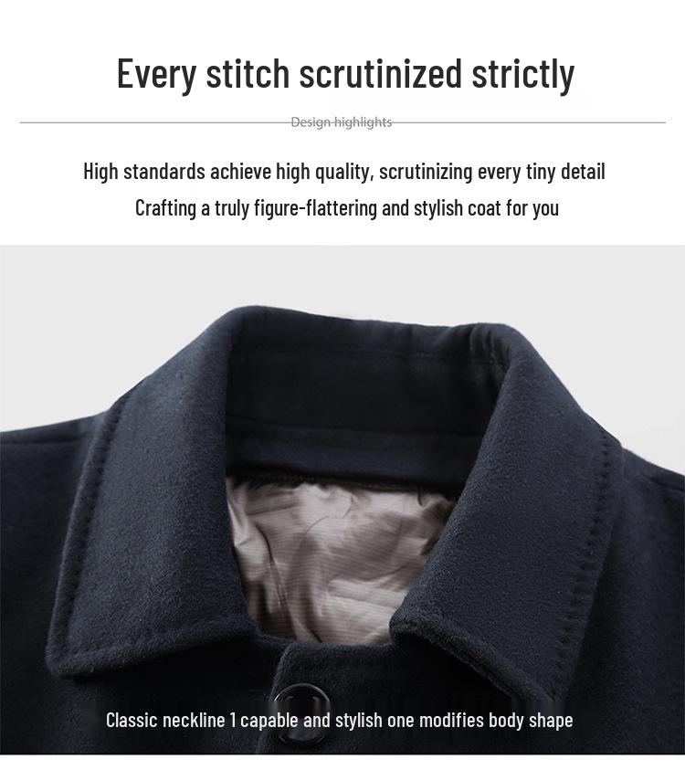 Men's Korean Style Detachable Down Liner Wool Overcoat, Winter 2025
