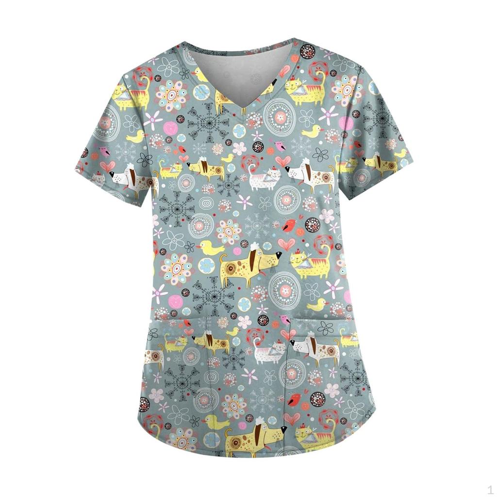 Surgical Shirt for Pet Groomers, Easy to Clean, Elegant, Professional, Short Sleeve, Nurse Work