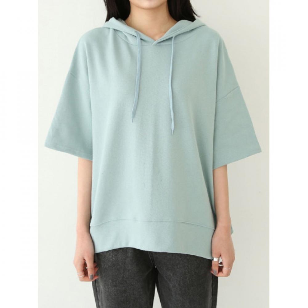 Shop   Women Loose FiT ShorT Sleeve Hooded T shirT Beige Ami Wsh 3264