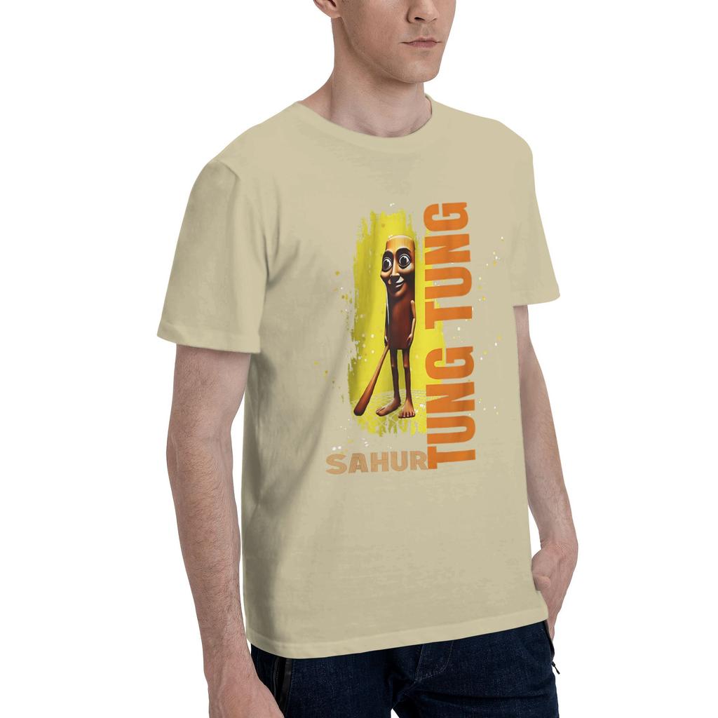 Humor Gen Z Tung Tung Tung Sahur T Shirt Men Cotton Vintage T-Shirts Round Neck  Tee Shirt Short Sleeve Clothes Plus Size