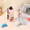 Water bottle new cute cartoon float straw cup with tea warehouse anti-drop wear-resistant plastic cup men and women camping portable cup