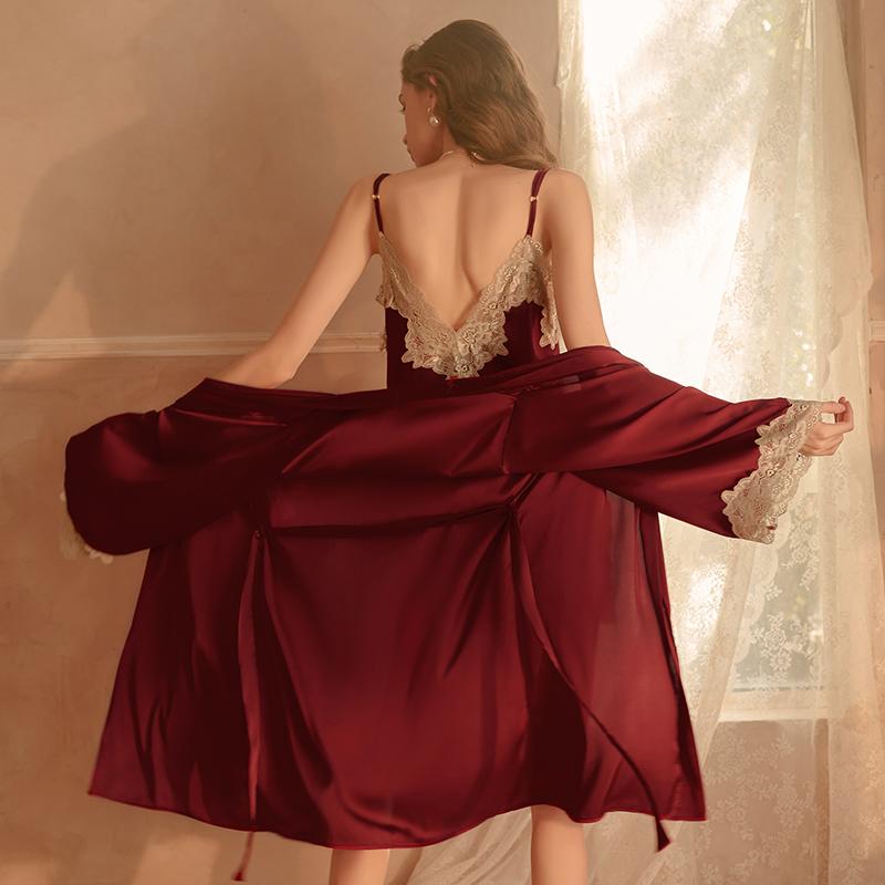 Summer Pajamas Set for Women Sexy Lace Satin Patches Solid Color Pajamas for Women Deep V Sexy Pajamas for Women