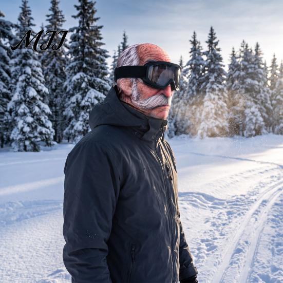 Snowboarding Head Neck Cover Old Man Ski Masque, Winter Funny Full Face Balaclava with Accessories for Men Women Coverage, Realistic Pattern