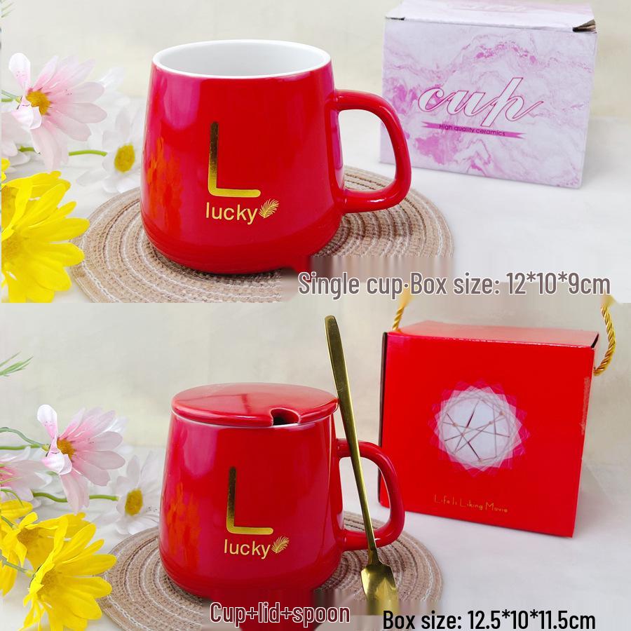 Ceramic Mug Gift Set: Souvenir Mug with Handle and Lid, High-End Luxury Feel, Customizable