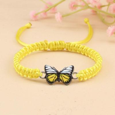 COLORFUL BLING Handwoven Adjustable String Cute Butterfly Bracelets Matching Braided Rope Butterfly Bracelet Wristband Friendship Couple Jewelry
