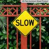 2D Flat, 1pc, "SLOW" Aluminum Warning Sign, Heavy Duty Weatherproof Metal Plaque, Slow Down Traffic Control Sign for Driveway, Street, Neighborhood