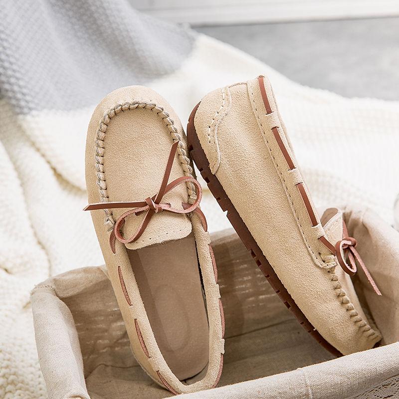 Doudou Shoes Women's New Spring and Autumn Single Shoes Leather Soft Sole Summer Casual Non-slip Pregnant Women Mother Flat Shoes