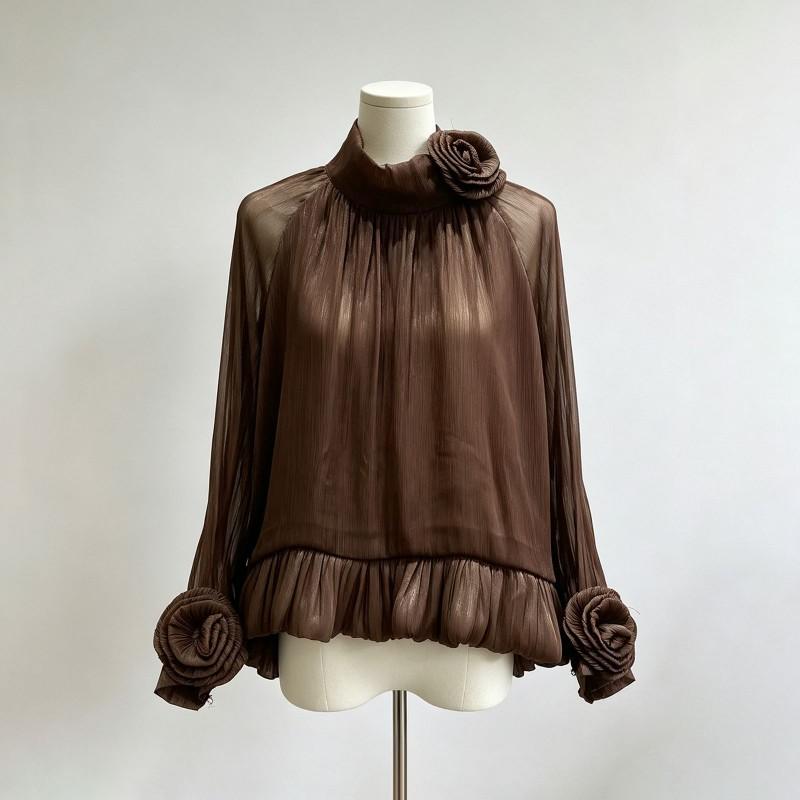 Elegant Loose Fit Blouse With 3D