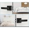 1 pair Black Door Handles Privacy Door Levers, Interior Door Knobs Square Door Levers Heavy Duty Door Locks for Bedroom Bathroom