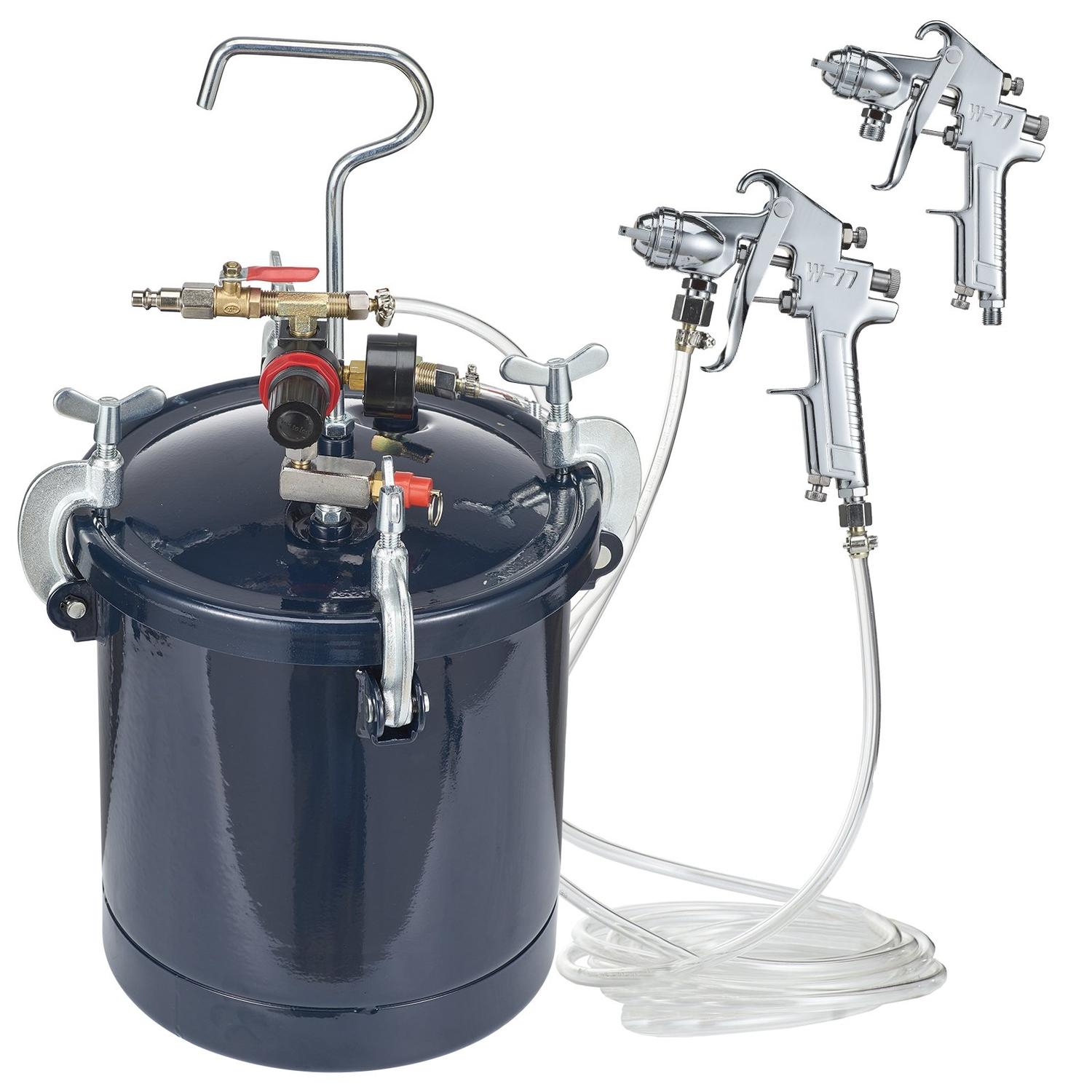 Réservoir Pression pour Peinture par Aérosol, Réservoir Pression Air pour Peinture 10L/2.5gal, Deux Buses 1.5mm+4mm Deux Pistolets à Peinture par Aérosol pour l'Industrie Décoration Intérieure Architecture