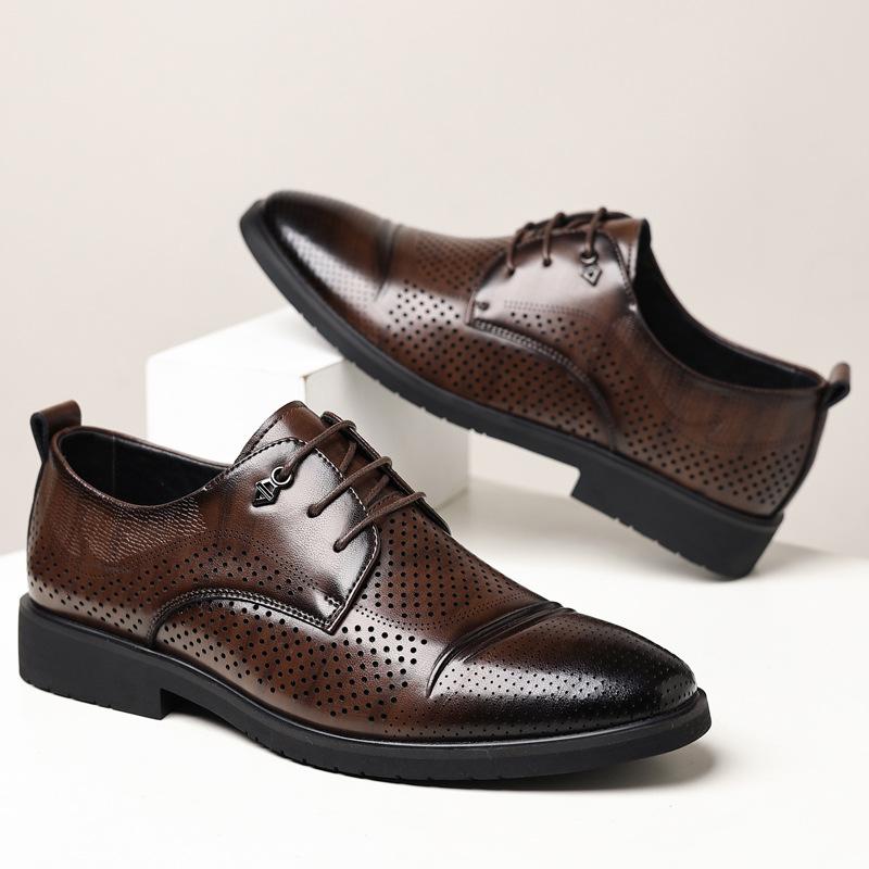 

Leather Shoes Men s 2025 New Business Retro Dress Men s Trend Fashion Large Size Derby Shoes Tide 46