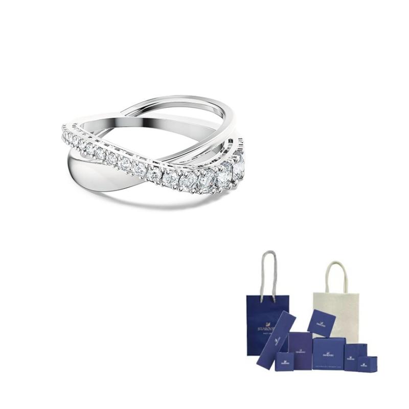 Swarovski Hyperbola crossing-design ring 52-Original Brand Box And Bag белый