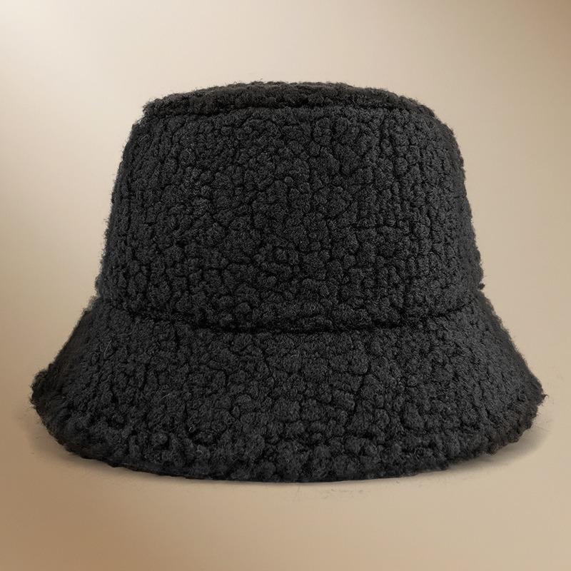 Autumn and winter thermal basin hat retro bucket hat word men and women lamb wool bucket hat