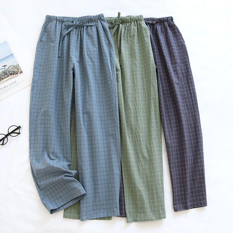 

Washed Cotton Sleeping Pants Men s Pants Pure Cotton Summer Thin Home Pants Loose Home Plus Size 2XL