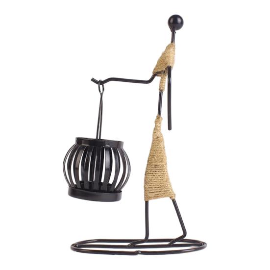 Metal Candle Holder Handmade Human Shape Candle Holder Iron Art Figure Tea