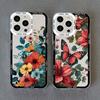 Vintage Blumen Klar Handyhülle Für iPhone 12 11 13 Pro Max 15 14 Pro Max 7 8 14 15 Plus SE2 X XR XS Schmetterling Pflanze Rückabdeckungen