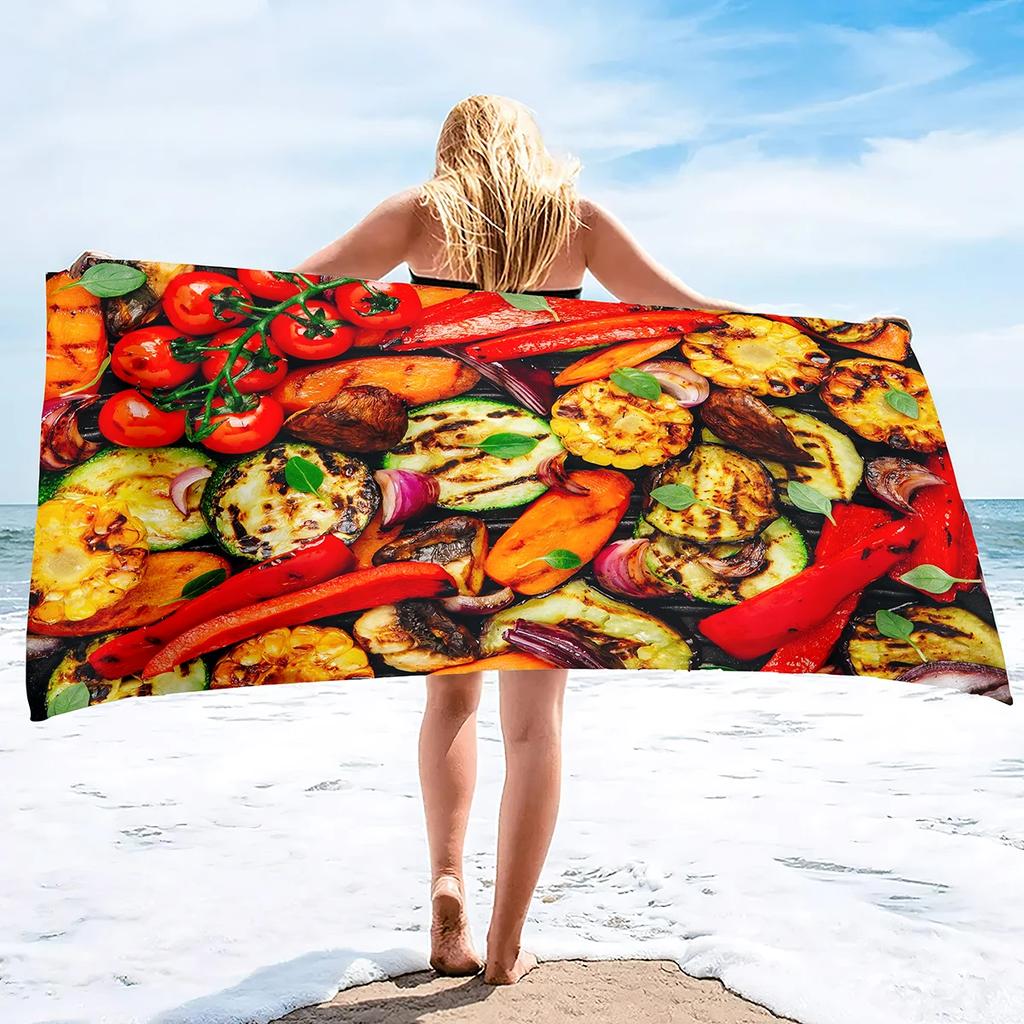 Microfiber Lightweight Beach Towel,Fast Dry Super Absorbent Beach Towels for Adults and Kids,Food Printed Pool Towels Sand Proof