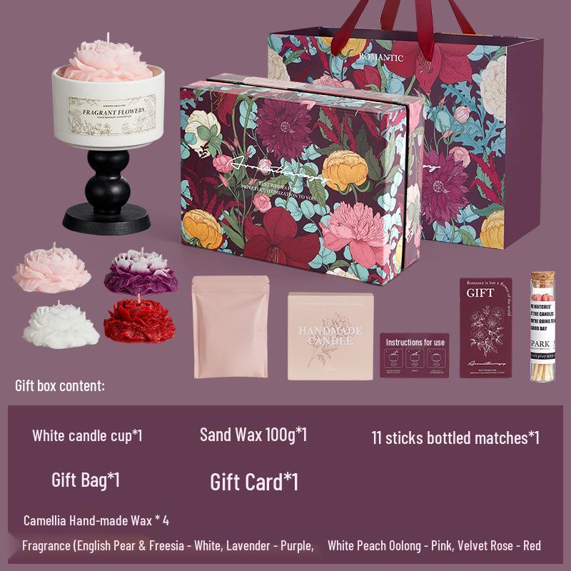 Elegant Aromatherapy Candle Gift Box - Flower Story for New Year, Valentine's Day, Birthdays & Weddings