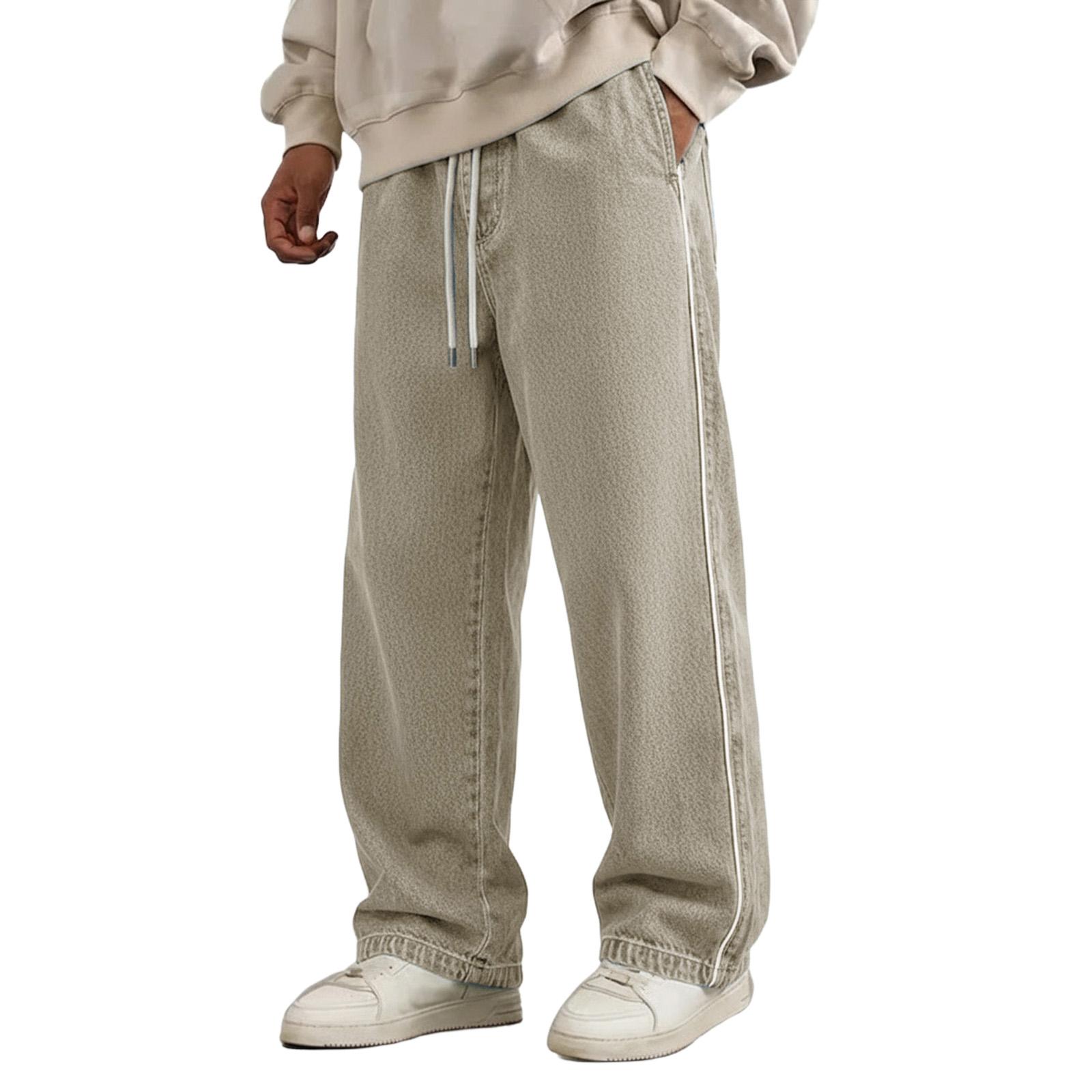 

Mens Work Trousers Loose Fit Drawstring Waist Relaxed Style Mens Cargo Trousers Durable Design for Everyday Wear M