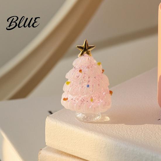 Christmas Landscaping Scene Accessory Mini Tree Figurine Handmade Colored Glaze Tabletop Ornament Creative Gifts for Friends with Star Top