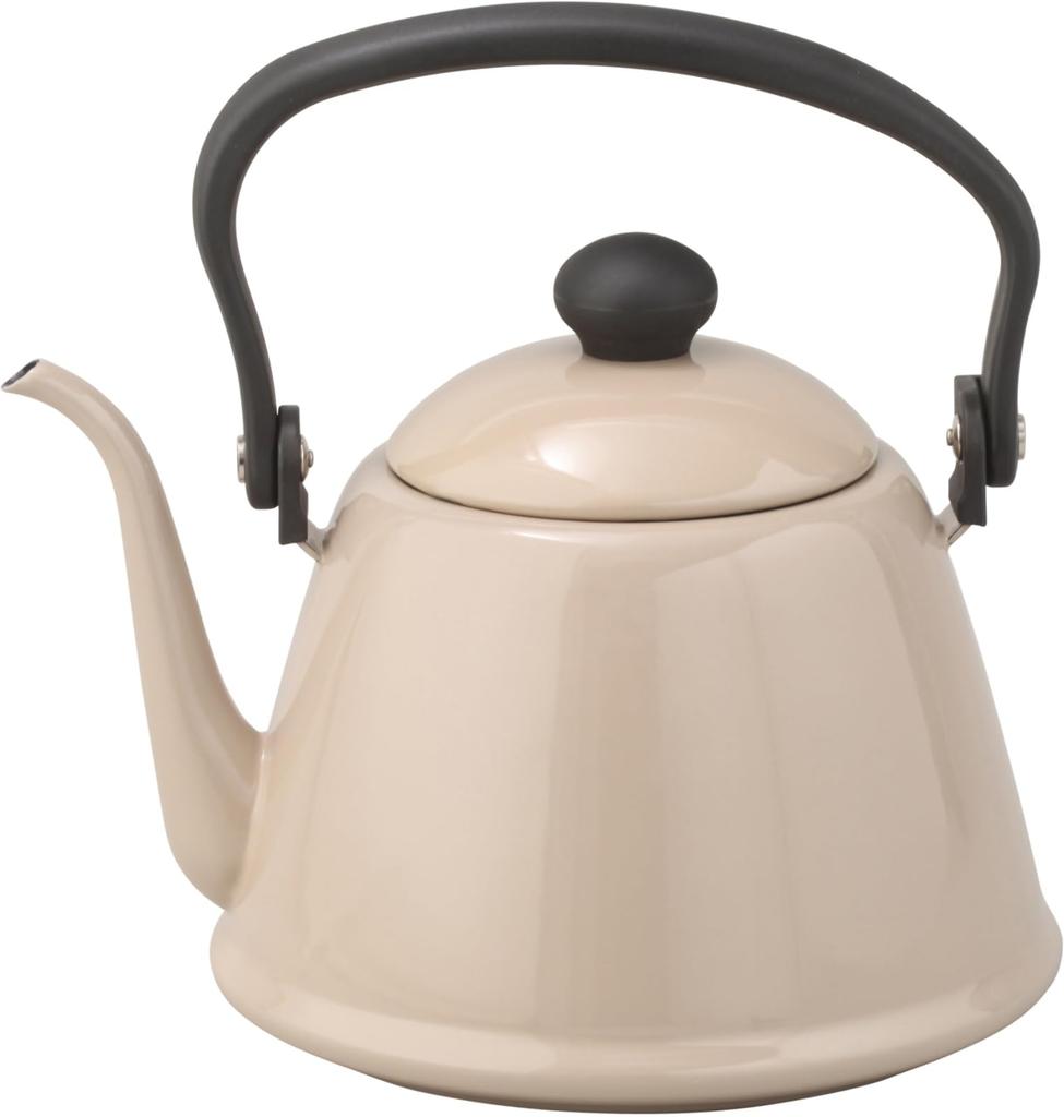 Nodahoro Drip Kettle II, Enamel, Induction Compatible, Heat Resistant, Beige, 2L, DK-200 BE