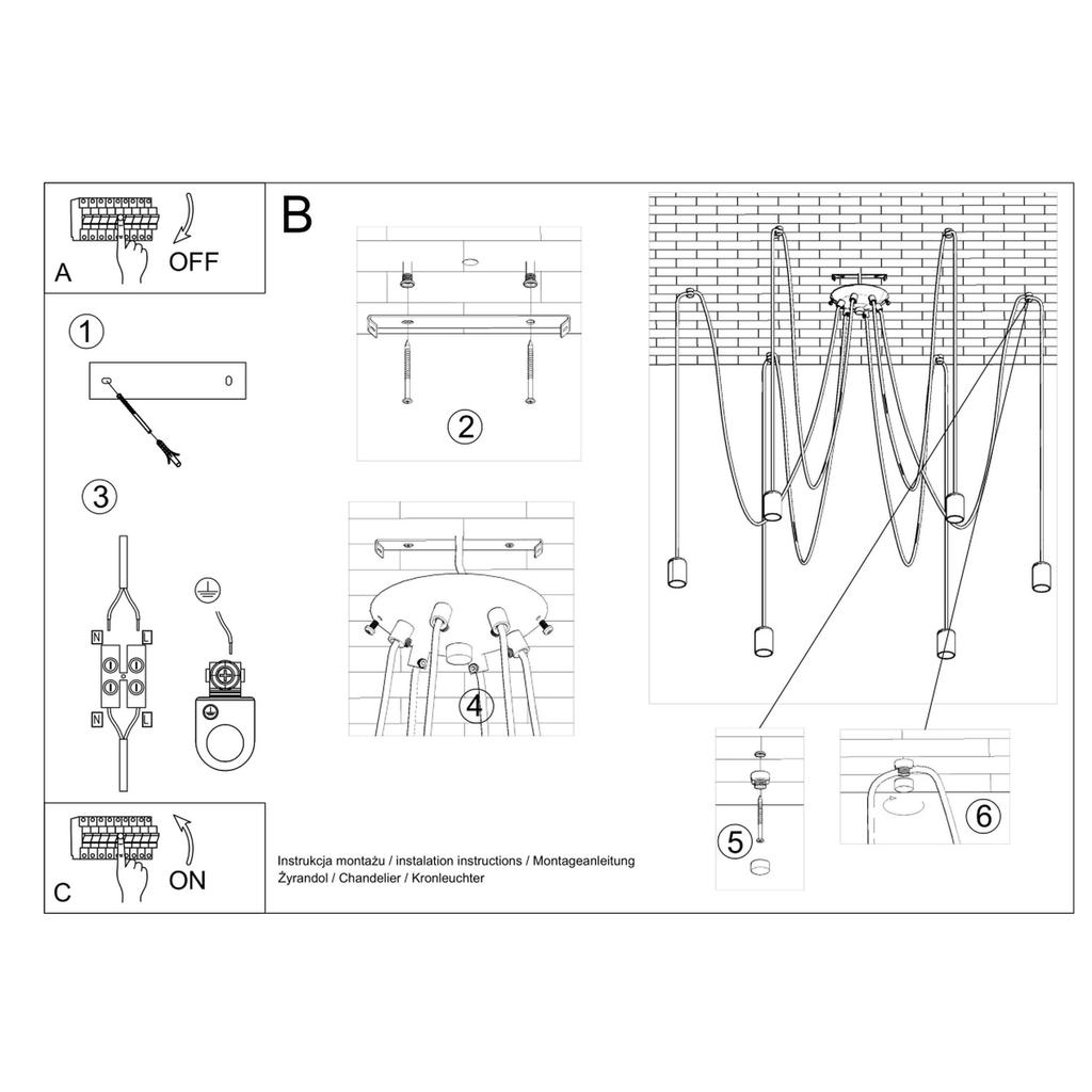 Edison Chandelier 5 Black