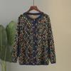 Middle-aged Elderly Spring and Autumn Sweater Knitted Cardigan Jacket Female Mother Embroidered Crew Neck Comfortable Top Old Lady