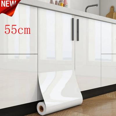 PVC Perlová Fólie Vodotěsná Tapeta Pokoj DIY Samolepicí Černá/Bílá Šatní Skříň Kuchyň Vysoký Lesk Pasta Nábytek Samolepky na Zeď