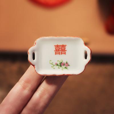 Kreative Feine Verarbeitung Ornament Nicht Verblassend Mini Keramiktablett Puppenhaus Besteck für Rollenspiel Miniatur