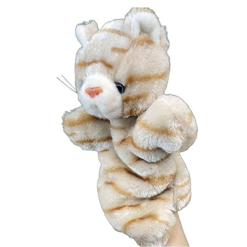 Nieuw Schattig Pluche Dier Handpop Witte Muis Klein Bloemetje Kat Pop Pluche Hand Speelgoed Huis Vroege Educatie Leren Handpop Cadeau 25cm white