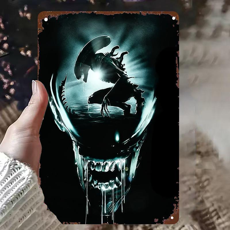 

HD Tin Sign Alien Xenomorph Vintage Retro Metal Tin Sign for Movie Fan Wall Decor 20x30cm（7.8x11.8inch）