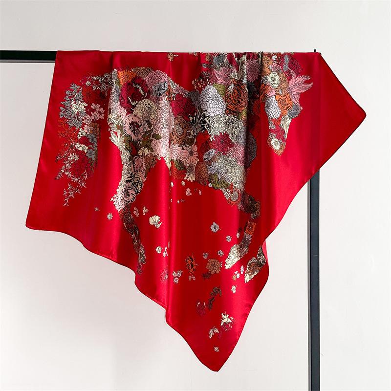 90*90cm Square Silk Scarves Women Shawl Print Hijab Female Luxury Brand Square Lady Scarf Muffler Headband Foulard Bandanna