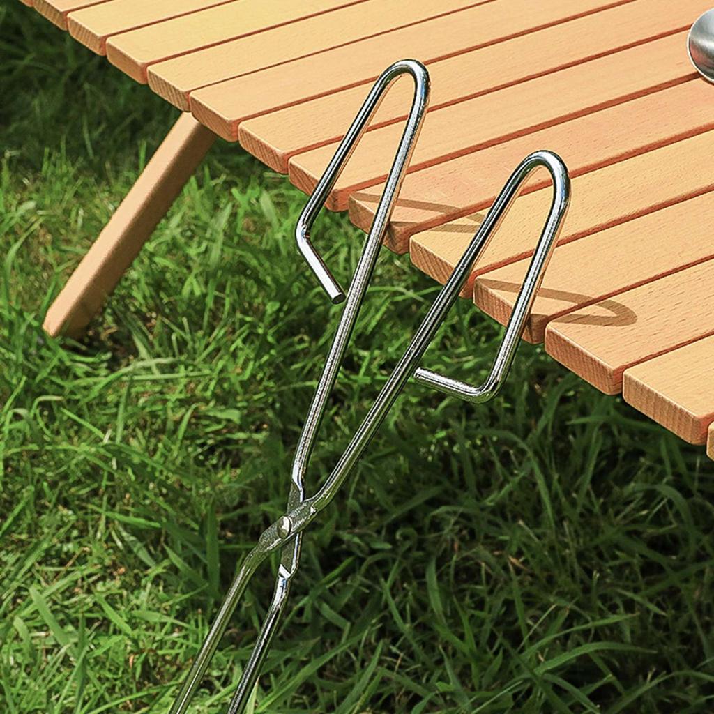 Outdoor Stainless Steel BBQ Tongs 55cm Extended Handle Firewood Charcoal Clip Trash Picker Fire