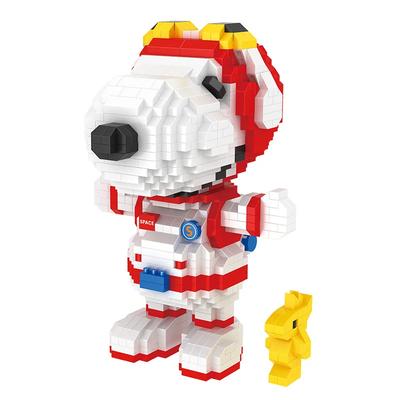 Cartoon Snoopy Diamond Building Blocks Astronaut Charles Space 3D Model DIY Puzzle Mini Bricks Figure Toys For Christmas Gift