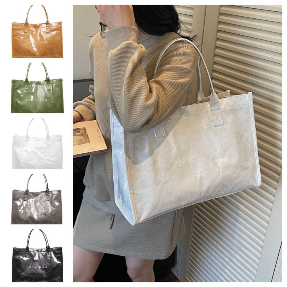 Glossy Transparent Jelly Bag Large Capacity Letter Prints Handbags Fashion PVC Tote Bag Swimming